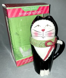 Oneida Cat Shaped Covered Latte Coffee Mug Sakura Beverage Buddies Christmas - Picture 1 of 10