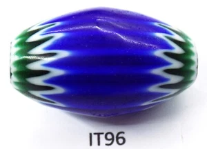 Cuentas ultra raras azules, verdes, blancas Chevron African Trade Howard IT96 Bg 50 - Imagen 1 de 2