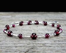for Women Small to Plus Size Garnet Anklet - Sterling Silver Ankle Bracelet