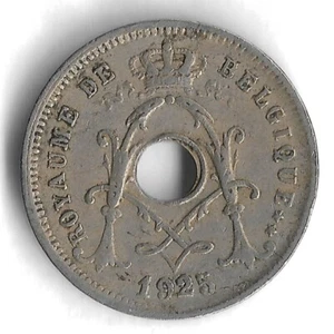*French Text* 1925 Belgium 5 Centimes World Coin - Mintage 15,860,000 - KM# 66 - Picture 1 of 2