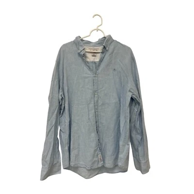 Camisa con botones Penguin para hombre 2XL azul claro informal manga larga mezcla de lino Foto 1 de 4