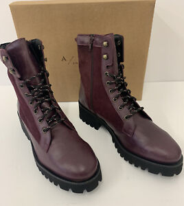 Anthropologie Women’s Sapena Lace-Up Military Boots Burgundy UK 7 NEW RRP £140