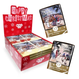 Packung mit 12 quadratischen folierten Weihnachtskarten - Kamelen - Bild 1 von 1