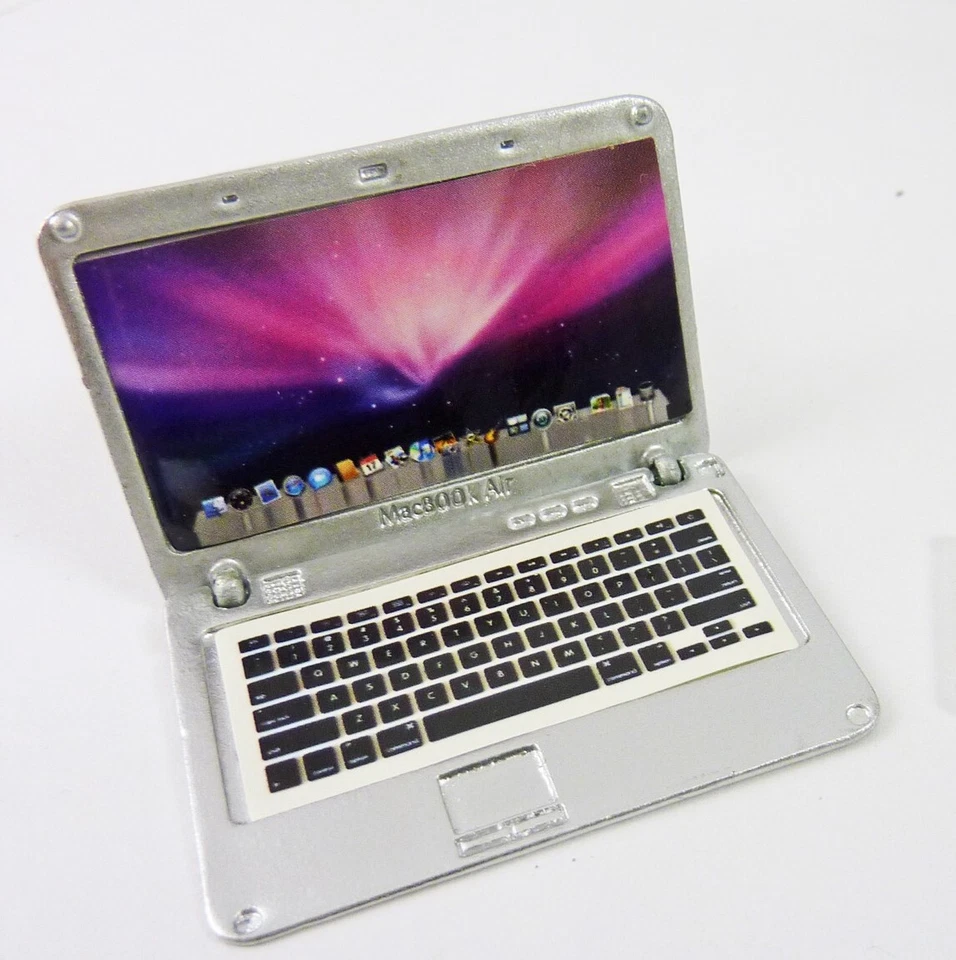 Closeout! Dollhouse MINIATURE Silver Laptop Computer G7067 - Image 1 of 1