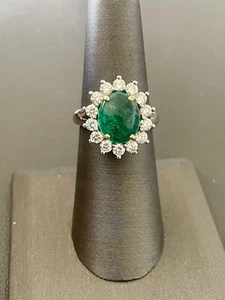 Gorgeous 14KT W/G 3.50CT Emerald & 1.00CTW Diamond Ring. Size 6.25(BU36) - Picture 1 of 10