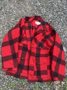 VTG 90s 1998 CC Filson Men Double Mackinaw Buffalo Plaid Wool Coat size 40 Rare! - Picture 1 of 5