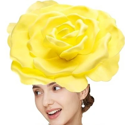 Large Flower Hat Headpiece Photo Prop Big Flower Headband Flower Fascinator Hat - Image 1 of 4