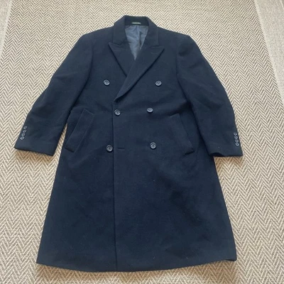 VTG Ralph Lauren Double Breasted Overcoat Black Wool Blend Mens Size 40S - Image 1 of 4