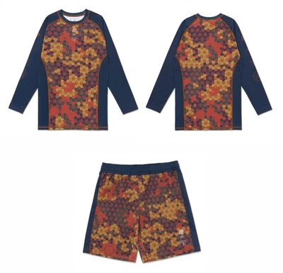 Albino and Preto X Sig Zane X Blue Full Sleeve Rash Guard & Short No Gi Bjj - Image 1 of 4