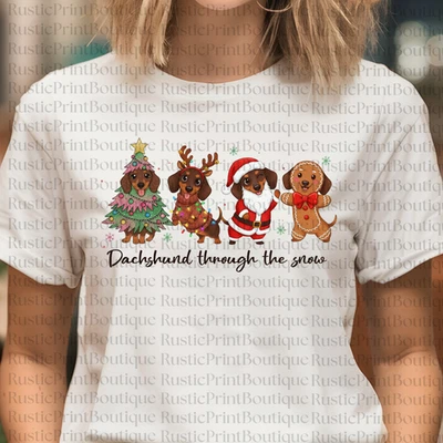 Camisa de Navidad Camisa Feliz Navidad Vintage Perro Navidad Camisa Dachshund Tee Foto 1 de 3