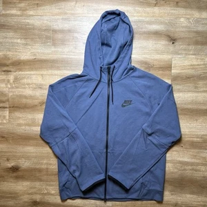 Nike Tech Fleece Hoodie Men Large Blue Full Zip Athleisure Gym Sportswear - Picture 1 of 9
