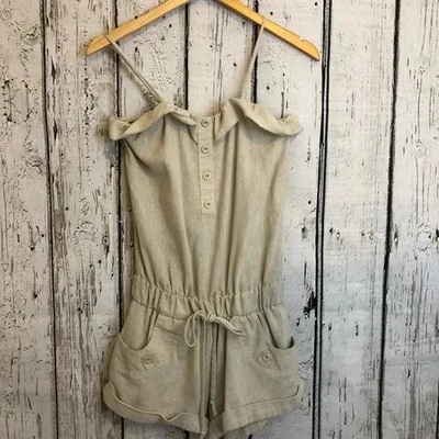 Rhapsody linen like romper size small raw minimalist classy earth tone neutral - Image 1 of 4