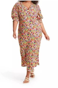 Rixo x Target Multicolor Abstract Floral Midi Dress Size 25-26W Fun Comfort - Picture 1 of 7