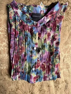 Blusa de verano para mujer Covington Flutter sin mangas púrpura/gr floral semi transparente XL Foto 1 de 4