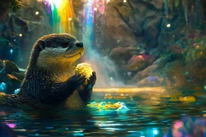 Fantasy Otter I de Vanessa Knight impresión de giclee contemporáneo envío gratis - Imagen 1 de 3