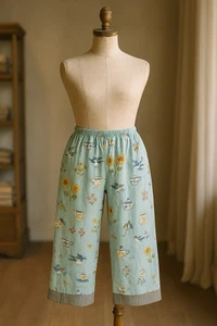 Vintage Carole Anderson Hose XL | Cottagecore Floral Teacups Print USA - Bild 1 von 10
