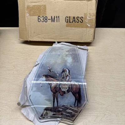 (6) Panes  OK Lighting Touch Lamp Glass 6 Panel Shade Indian Chief  638-M11 - Image 1 of 3