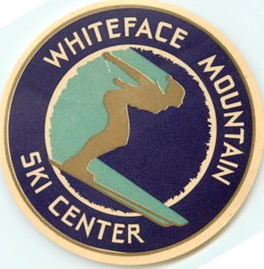 WHITEFACE MOUNTAIN Ski Area ~LAKE PLACID NY~ Scarce ART DECO Luggage Label, 1940 - Picture 1 of 2