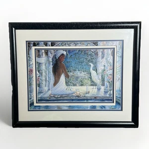 Jonnie K.C. Chardonn Lady Paradise Framed Art Print 22” x 18” Mixed Media Art - Picture 1 of 10