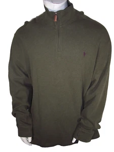 Polo Ralph Lauren Estate Rib XXL grün 1/4 Zip Baumwolle Mock Neck Pullover - Bild 1 von 4