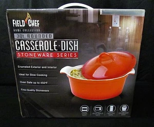 Enameled Stoneware 3 Quart Casserole Dish by Field Chef in Ombre Orange - Picture 1 of 12