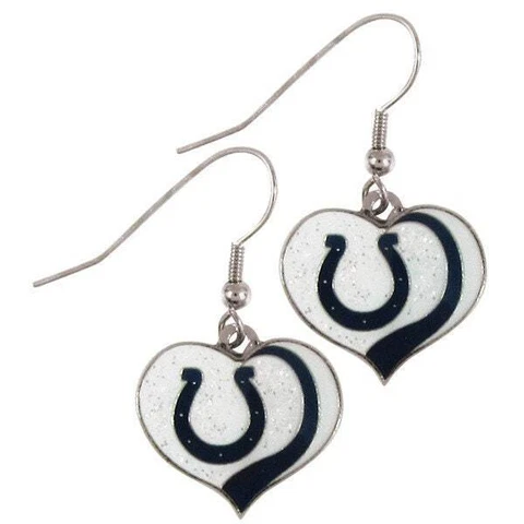 Indianapolis Colts Glitter Sparkle Heart Earrings  Nickel Free Cover