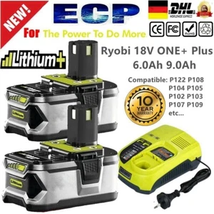 2x 18V 6.0Ah Akku für RYOBI Lithium RB18L50 RB18L40 P108 P107 P104 / Ladegerät - Bild 1 von 21