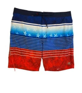 Zeroxposur Men's Summer Beach Patriotic Red White Blue Swim Trunks Size XXL - Picture 1 of 3