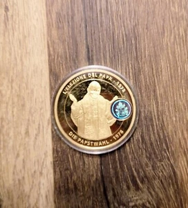 Medaille Papst Johannes Paul II Papstwahl 1978 Polierte Platte Cu vergoldet - Bild 1 von 2