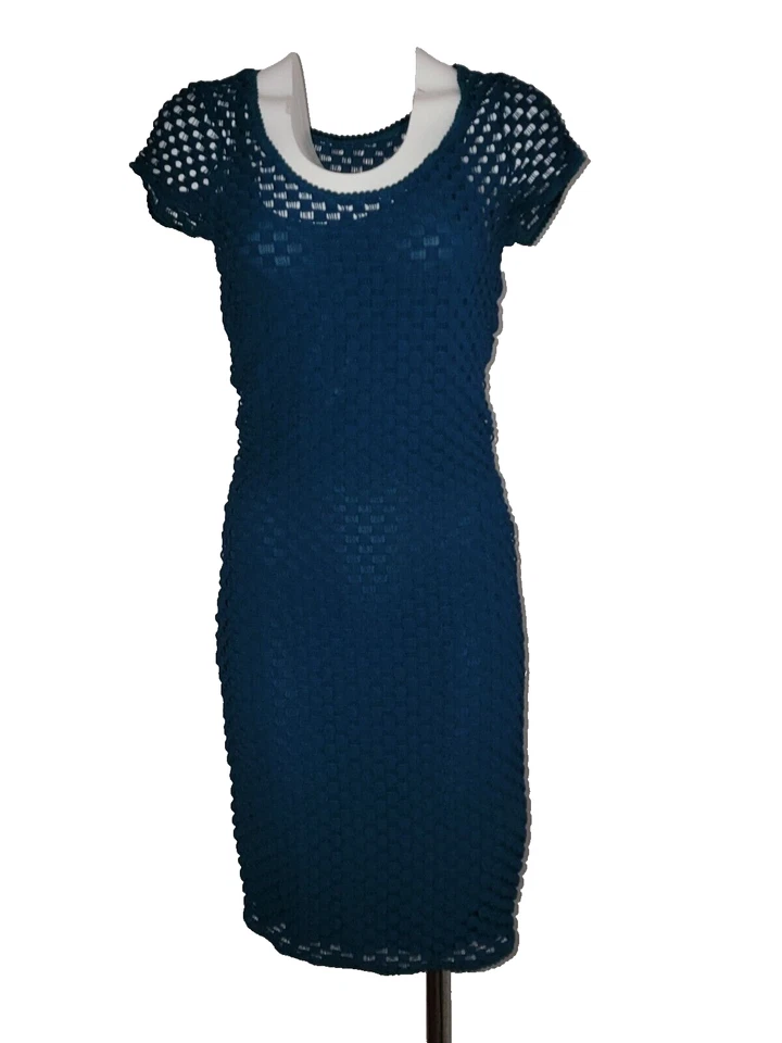 Vestido de ganchillo Tracy Reese para mujer talla M verde azulado con tirantes Foto 1 de 4