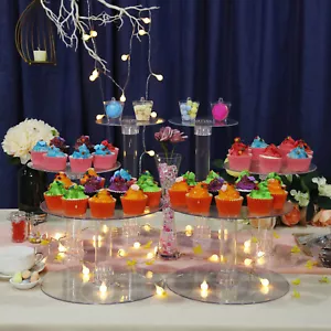 7 Tiers ACRYLIC Clear CAKE STAND Wedding Birthday Cupcake Display Cake Tower - Picture 1 of 7