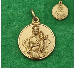 French 18Ct Yellow Gold Pendant Madonna & Child Jesus Christianity - Picture 1 of 13