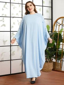 Muslim Women Abaya Batwing Sleeve Dress Kaftan Arab Robe Loose Caftan Oversize - Foto 1 di 13