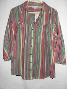 Womens Dress Barn 3/4 Length Sleeve Striped Blouse and Navy Cami - Size 1X -New - Picture 1 of 4