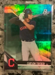 Carson Tucker 2021 Bowman Platinum Green Parallel #/99 Indians - Bild 1 von 2