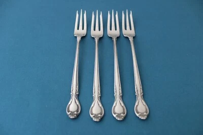 4 tenedores de cóctel de mariscos International Lyon QUEEN'S FANCY acero inoxidable 6" Foto 1 de 4