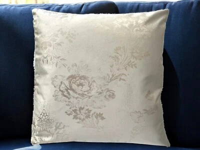 CREAM Cushion Cover Shimmer Floral Subtle Roses 18x18" Jacquard Fabric - Image 1 of 4