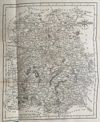 1824 Antique Map; Shropshire, John Cary, Shropshire Gazetteer - Image 1 of 3