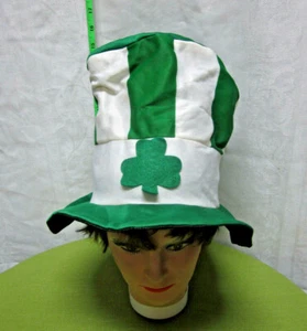 SHAMROCK striped hippy hat Celtic rave Mad Hatter acid cap Irish novelty - Picture 1 of 3