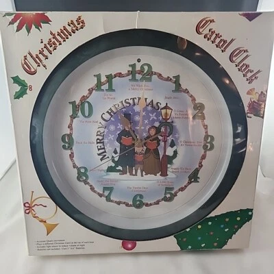 Reloj de villancico de Navidad corona verde diferente canción por hora reloj cara villancicos Foto 1 de 4