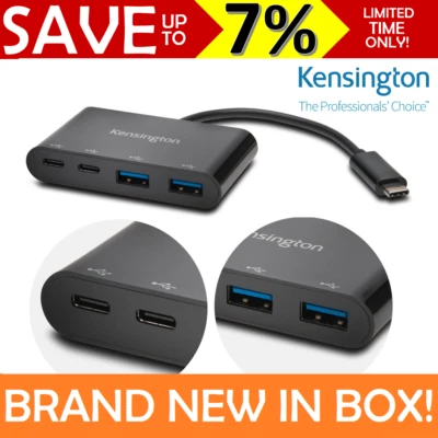 NEW Kensington USB C + 3.0 Quad 4 Port Hub Adapter Dongle Laptop MacBook PC - Image 1 of 2