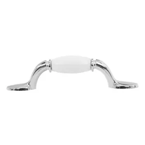 Confezione 10 Maniglie Tira Armadio Cucina Sumo 3" Centrale Cromato/Bianco P208376CH - Foto 1 di 5
