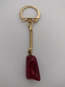 Vintage Keychain Key Chain Faux Red Stone Excellent Condition  - Picture 1 of 2