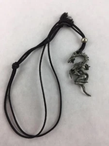 Woman with Dragon Companion 2" Pendant Vintage Necklace 13" Cord - Picture 1 of 3