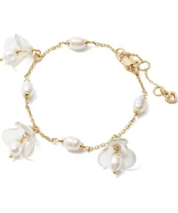 $88 Kate Spade Freshwater Pearl Flower Charm Bracelet Q315 - Picture 1 of 2