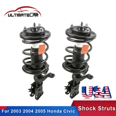 2Pcs Front Complete Shocks Struts Absorbers For 2003 2004 2005 Honda Civic 1.7L Foto 1 de 4