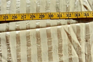 CREAM SATIN STRIPES ON SHEER POLYESTER FABRIC 40X52 + INCHES - Picture 1 of 2