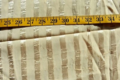 CREAM SATIN STRIPES ON  SHEER  POLYESTER FABRIC 40X52  + INCHES - Image 1 of 2