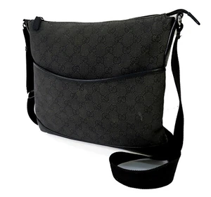 echt Gucci schwarz GG Canvas und Leder Schulter Crossbody Tasche Handtasche #60956 - Bild 1 von 15
