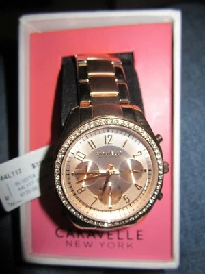 Relógio Caravelle New York feminino pulseira de ouro rosa, pulseira, mostrador 44L117 - Imagem 1 de 4